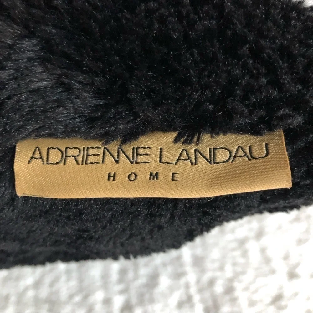 Adrienne Landau Black Faux Fur Lumbar Pillow Plush Luxe Home Decor